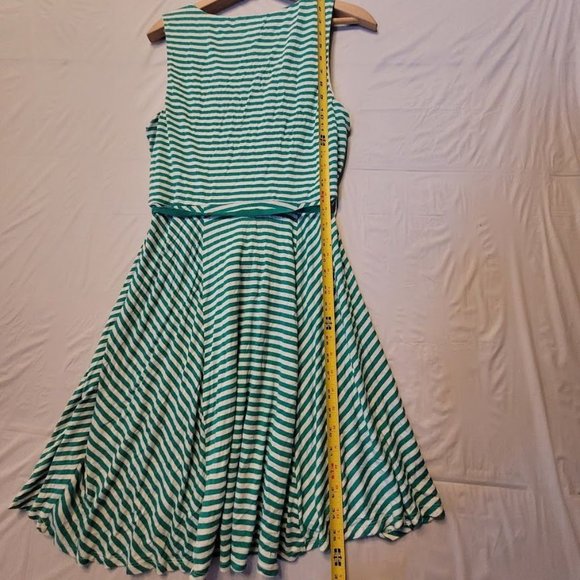 Elle Green White Striped Sleeveless Midi Dress Size L - Picture 7 of 10
